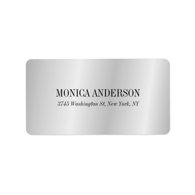 Elegant Modern Minimalist Silver Grey Label (Front)