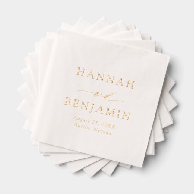 Elegant Modern Minimalist Simple Chic Wedding Foil Napkins (Insitu (Stacked))