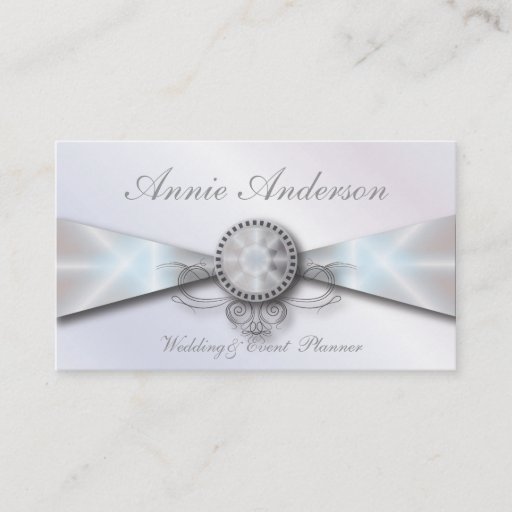 Customizable Elegant White pearl Wedding planner business cards