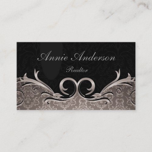 Elegant Damask Vintage Real Estate Business Cards