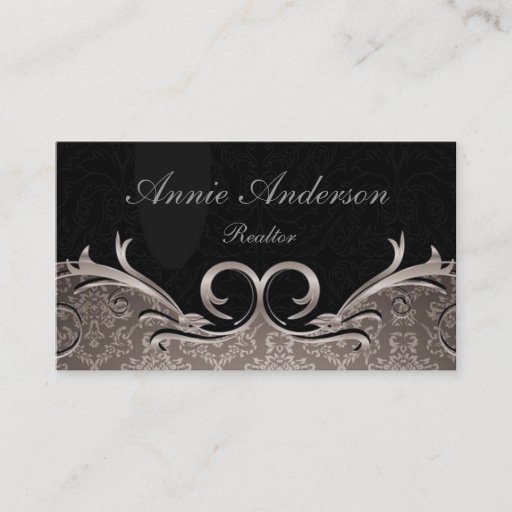 Customizable Elegant Damask Vintage Real Estate Business Cards
