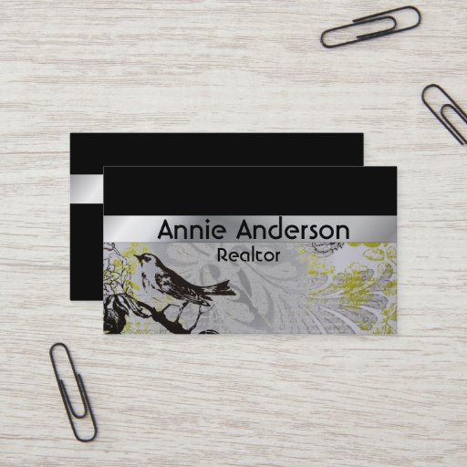 Customizable Vintage Floral Real Estate Business Cards