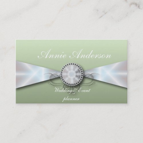 Mint Green Pearl Wedding Planner Business Cards