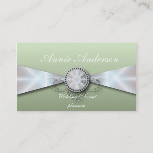 Customizable Mint Green Pearl Wedding Planner Business Cards