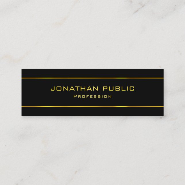 Elegant Modern Minimalist Simple Template Gold Mini Business Card (Front)