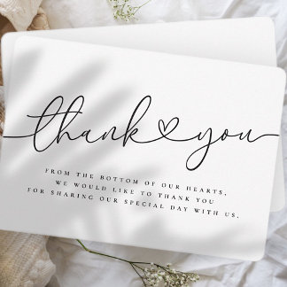 Elegant Modern Minimalist Simple Wedding Thank You Card