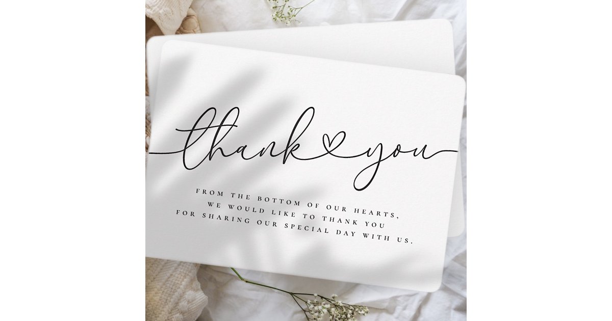 Elegant Modern Minimalist Simple Wedding Thank You Card | Zazzle