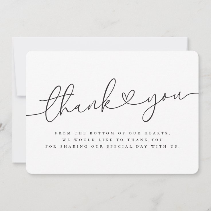 Elegant Modern Minimalist Simple Wedding Thank You Card | Zazzle