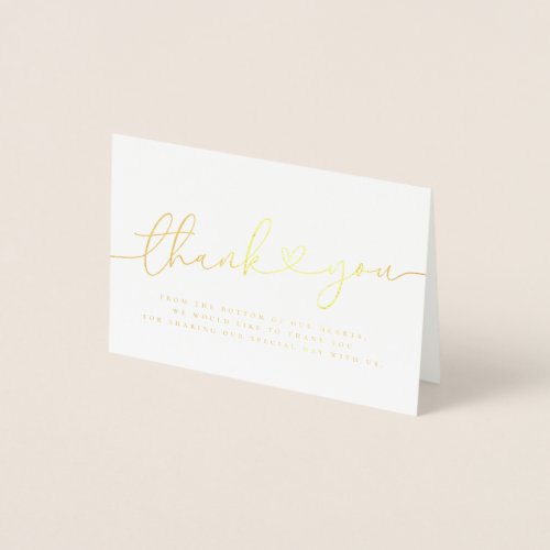 Elegant Modern Minimalist Simple Wedding Thank You Foil Card