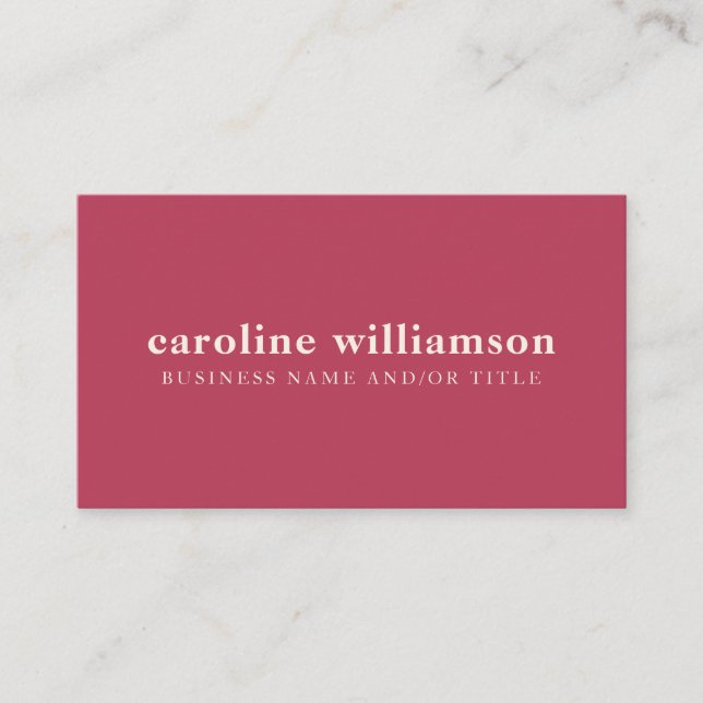 Elegant Modern Minimalist Solid Magenta Business Card (Front)