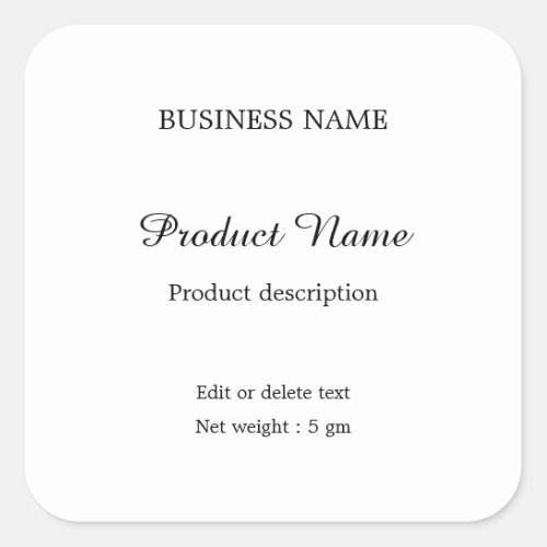 Elegant modern minimalist square product label