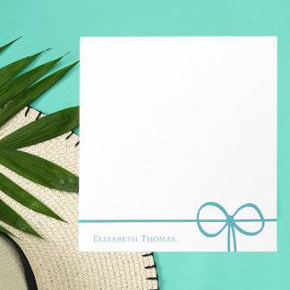 Elegant Modern Minimalist Stylish Blue Bow Notepad