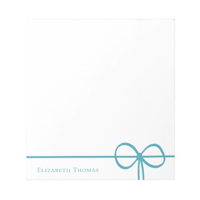 Elegant Modern Minimalist Stylish Blue Bow Notepad (Front)