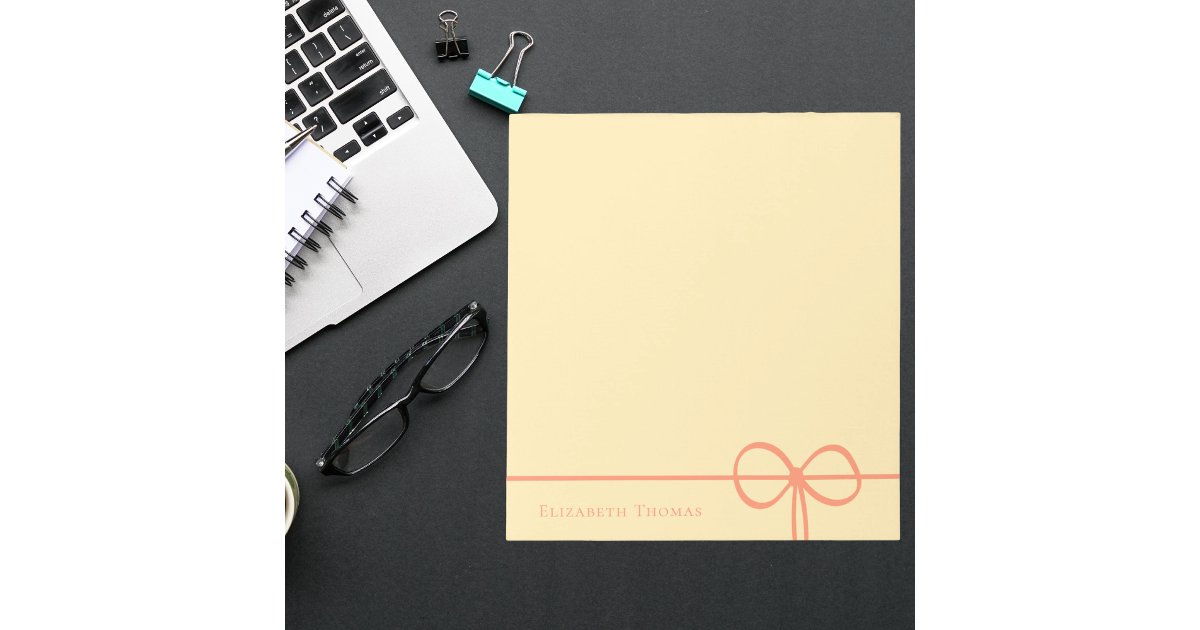 Bow Notepad Elegant Modern Minimalist Stylish Bow Notepad | Zazzle