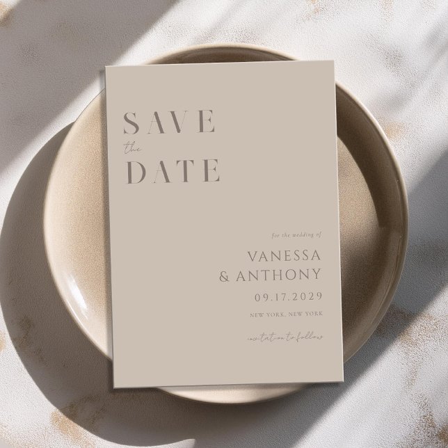 Elegant Modern Minimalist Taupe Wedding  Save The Date (Creator Uploaded)