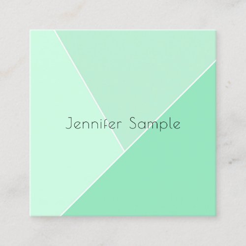 Elegant Modern Minimalist Template Mint Green Square Business Card