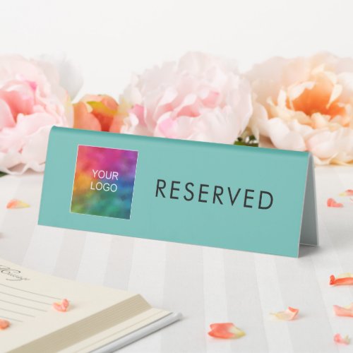 Elegant Modern Minimalist Template Reserved Teal Table Tent Sign