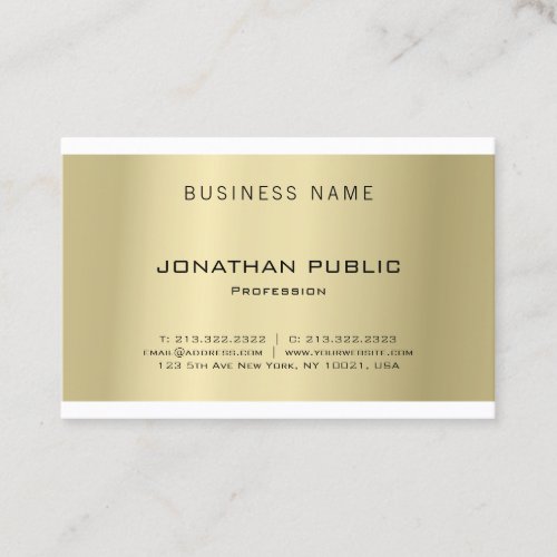 Elegant Modern Minimalist Trendy Gold Look Plain Business Card