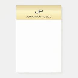 Elegant Modern Minimalist Trendy Gold White Plain Post-it Notes