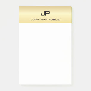 Elegant Modern Minimalist Trendy Gold White Plain Post-it Notes