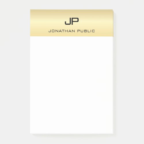 Elegant Modern Minimalist Trendy Gold White Plain Post_it Notes