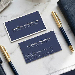 Elegant Modern Minimalist Trendy Navy Blue Business Card