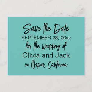 Elegant Modern Minimalist Turquoise Save the Date Postcard