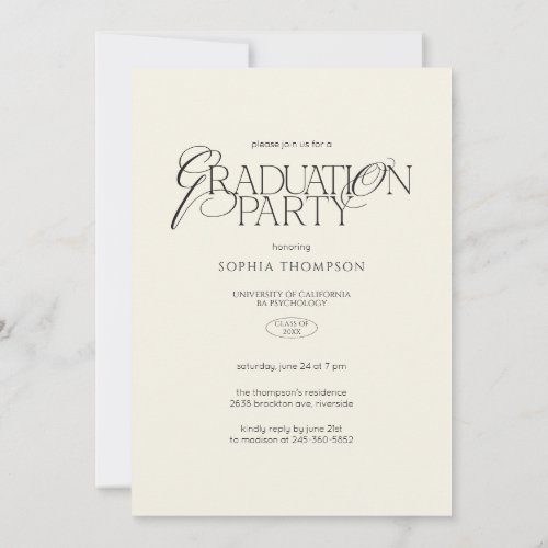 Elegant Modern Minimalist Typography Graduation Invitation