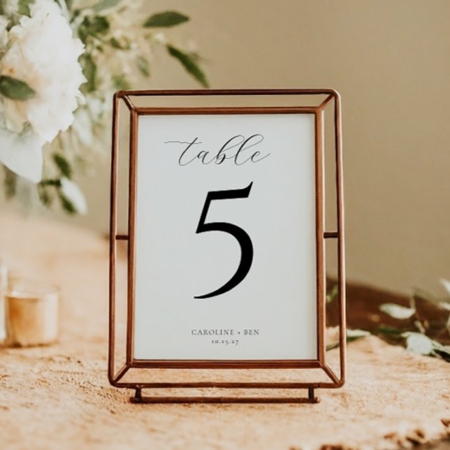 Elegant Modern Minimalist Wedding Black White  Table Number (Creator Uploaded)