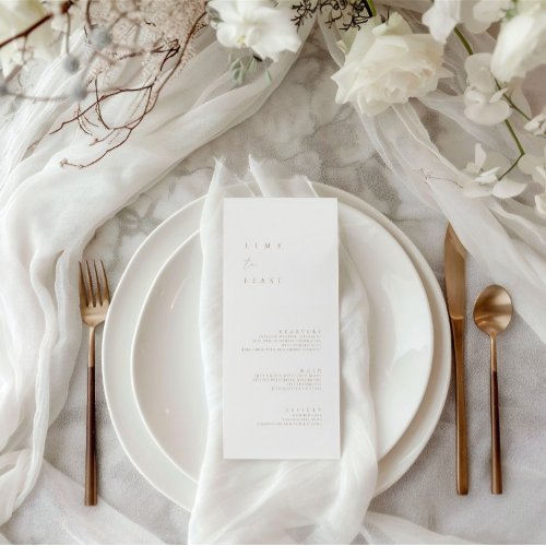 Elegant Modern Minimalist Wedding Flat Menu