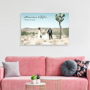 Elegant Modern Minimalist Wedding Photo Canvas