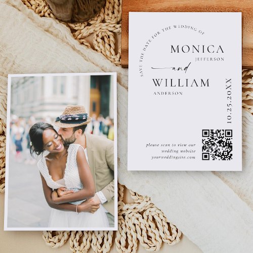 Elegant Modern Minimalist Wedding Photo QR Code Save The Date