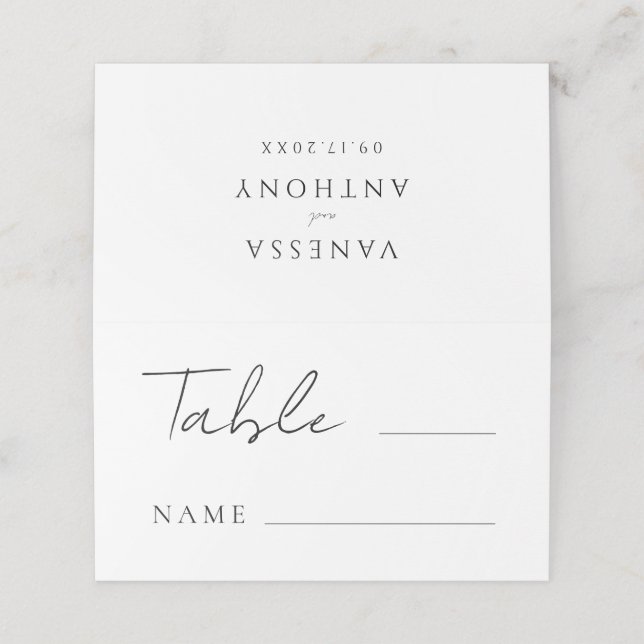 Elegant Modern Minimalist Wedding Place Card (Outside Unfolded)