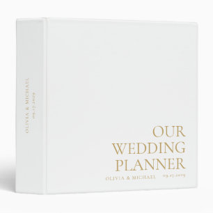 Elegant Modern Minimalist Wedding Planner 3 Ring Binder