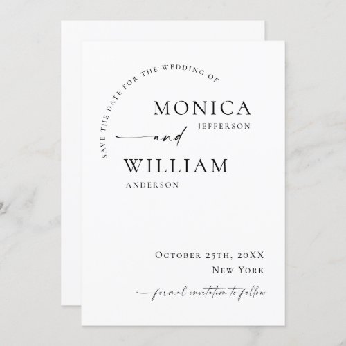 Elegant Modern Minimalist Wedding Save The Date