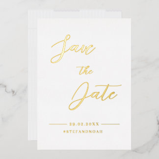 Elegant Modern Minimalist Wedding Save the Date Foil Invitation
