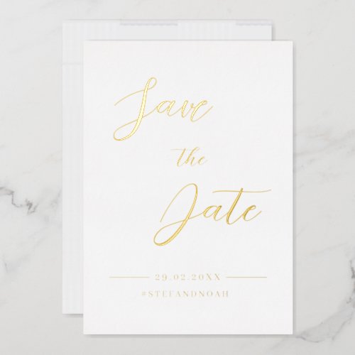 Elegant Modern Minimalist Wedding Save the Date  Foil Invitation