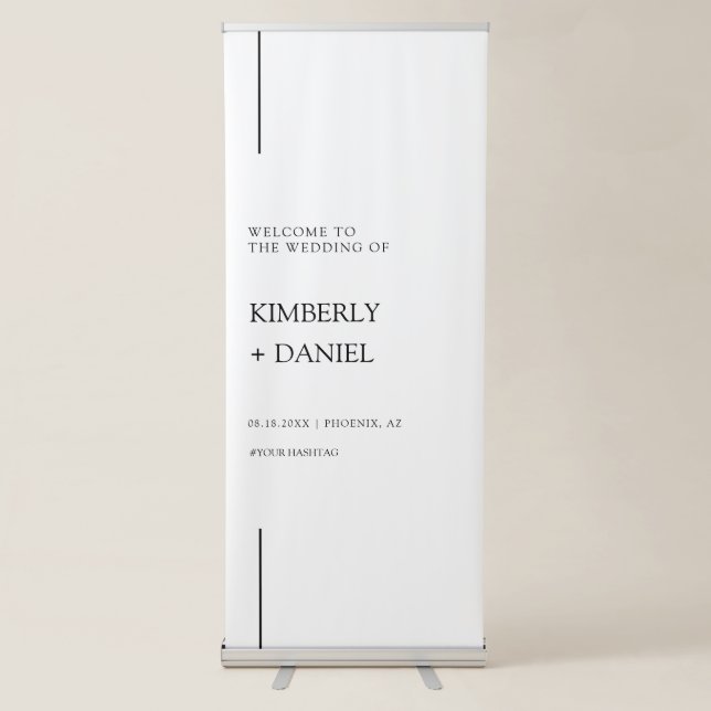Elegant Modern Minimalist Wedding Welcome  Retractable Banner (Front)