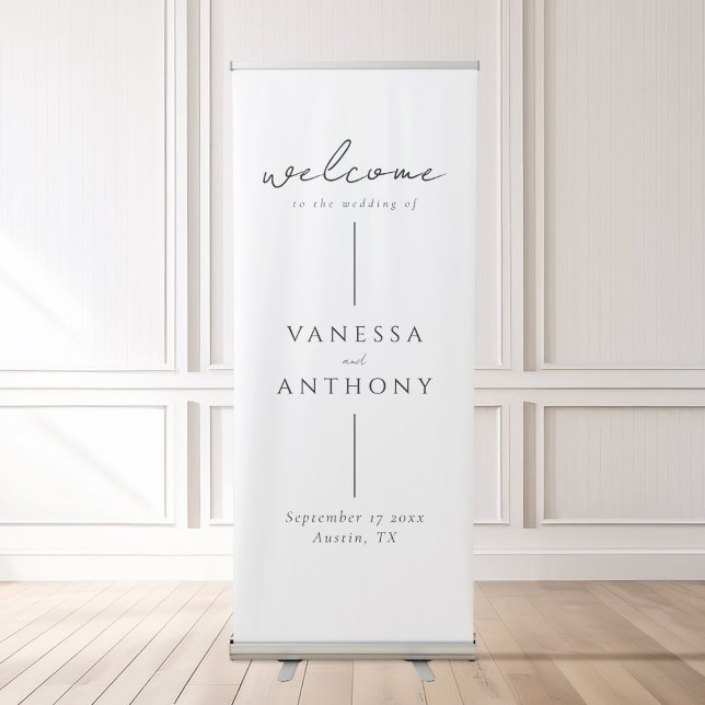 Elegant Modern Minimalist Wedding Welcome Retractable Banner (Creator Uploaded)