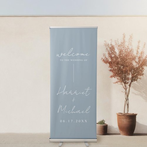 Elegant Modern Minimalist Wedding Welcome Retractable Banner
