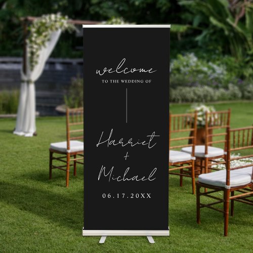 Elegant Modern Minimalist Wedding Welcome Retractable Banner