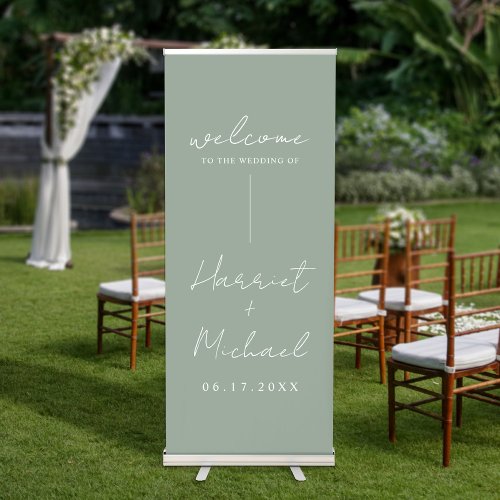 Elegant Modern Minimalist Wedding Welcome Retractable Banner