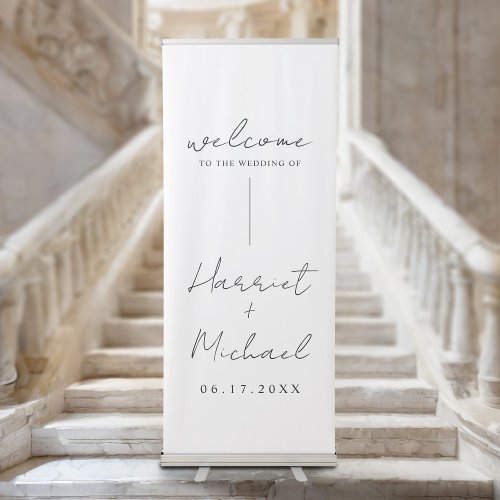 Elegant Modern Minimalist Wedding Welcome Retractable Banner