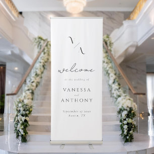 Elegant Modern Minimalist Wedding Welcome Retractable Banner