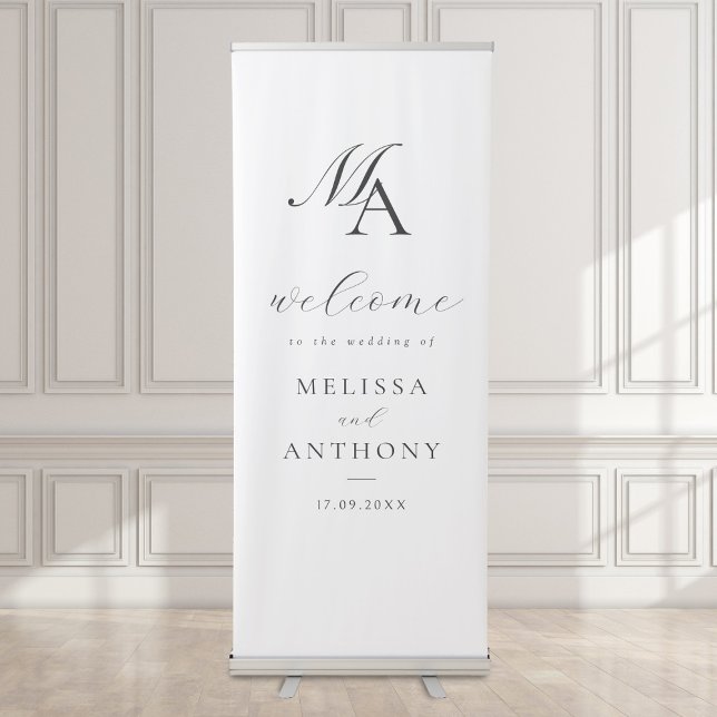 Elegant Modern Minimalist Wedding Welcome Retractable Banner (Creator Uploaded)