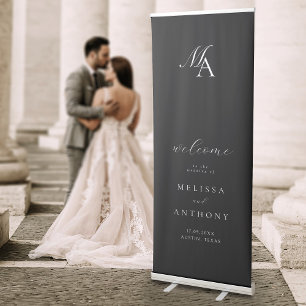 Elegant Modern Minimalist Wedding Welcome Retractable Banner