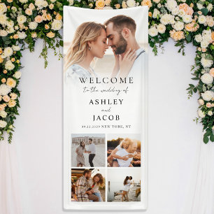 Elegant Modern Minimalist Welcome Photo Wedding Banner