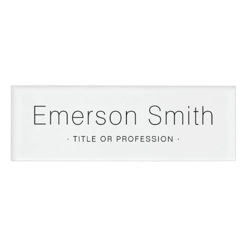 Elegant modern minimalist white name tag