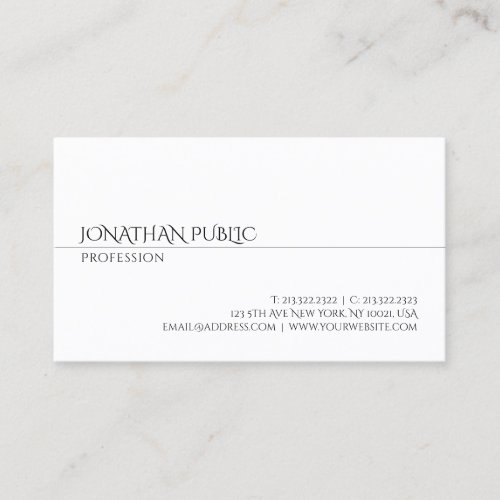Elegant Modern Minimalist White Simple Template Business Card