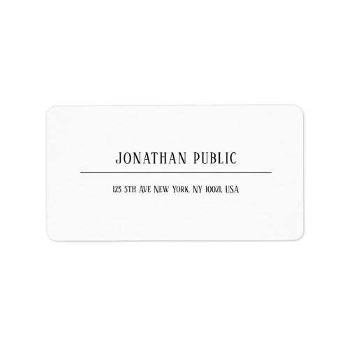 Elegant Modern Minimalist White Template Address Label